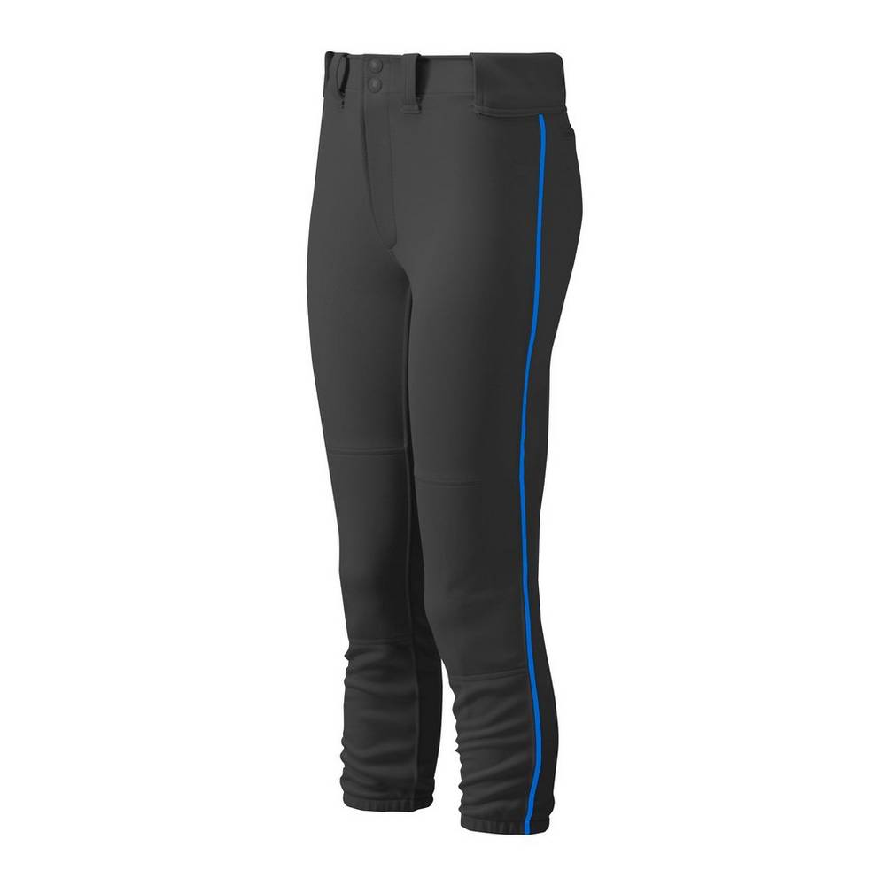 Pantalones Mizuno Belted Piped Mujer Negras/Azul Real España HQVI-15628